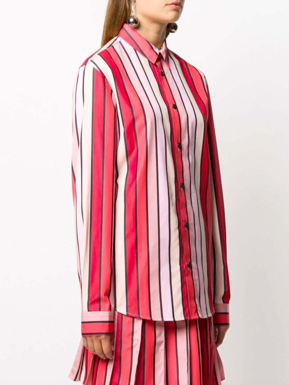 Marni Red and Pink Striped Tailored Shirt